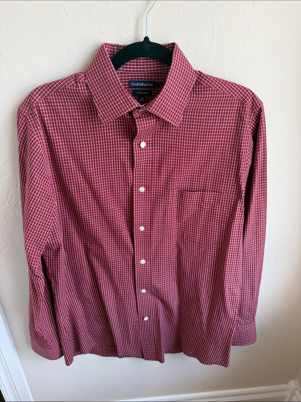croft & barrow Red Checked Button-Up Dress Shirt
